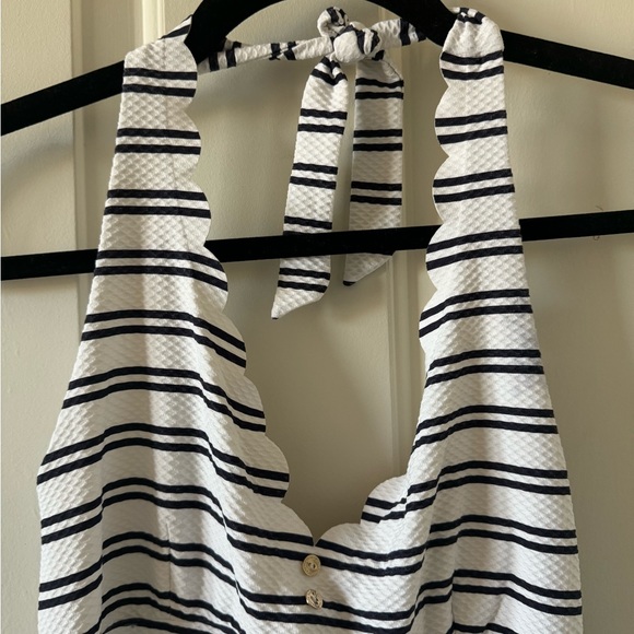 Heidi Klein One Piece $315 White & Blue Striped Swimsuit Size Medium - Picture 5 of 7